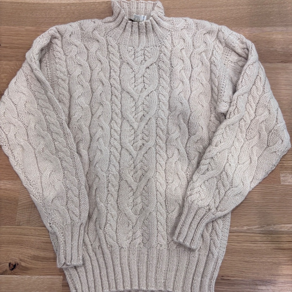 Women's Barry Bricken 100% Wool hand knit fisherman sweater, size small
